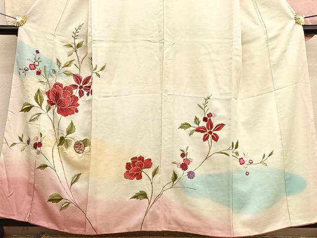 平和屋着物■豪華振袖　総刺繍　枝花文　暈し染め　金銀糸　正絹　逸品　BAAX2441hv