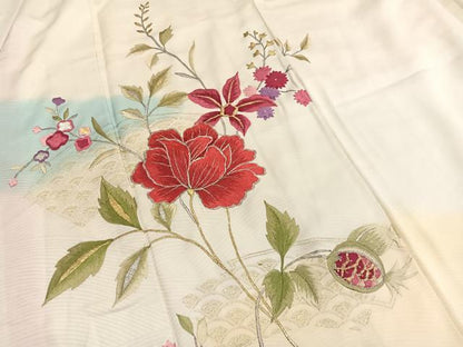 平和屋着物■豪華振袖　総刺繍　枝花文　暈し染め　金銀糸　正絹　逸品　BAAX2441hv
