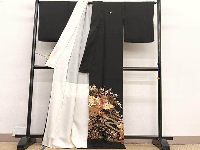 平和屋着物■豪華黒留袖 雲取り流水花文 金彩 正絹 逸品 BAAX2445hv