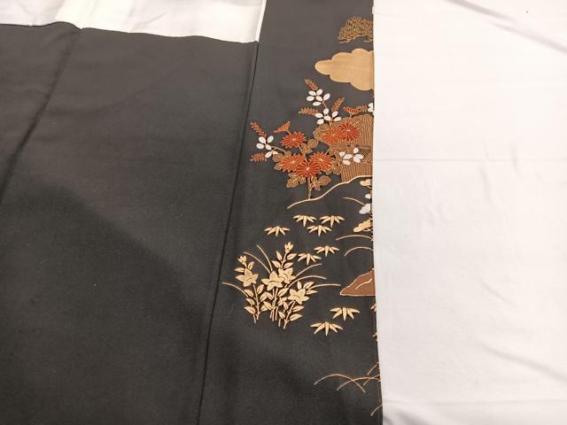 平和屋着物■豪華黒留袖 雲取り流水花文 金彩 正絹 逸品 BAAX2445hv