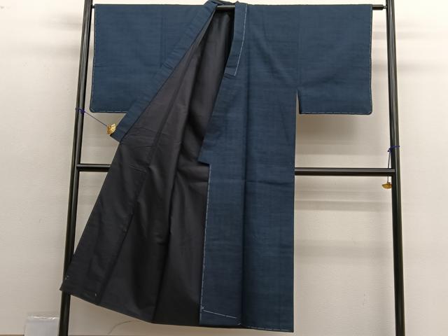 平和屋着物■男性 越後 古代紬 林織物謹製 絣文様 本草木染 証紙付き 正絹 逸品 未使用 BAAX2452hv