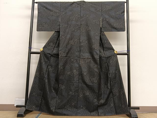 平和屋着物■本場大島紬 有川敏雄作 泥染め 雲取り花文 証紙付き 正絹 逸品 BAAX2454hv
