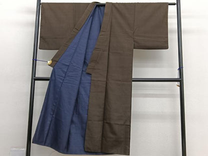 平和屋着物■男性 紬 アンサンブル 格子 正絹 逸品 BAAX2457hv