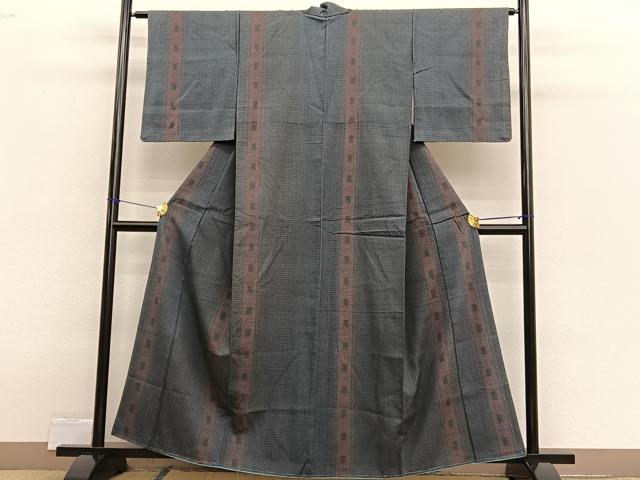 平和屋着物■上質なお召 間道 正絹 逸品 BAAX2463hv