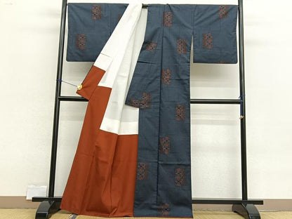 平和屋着物■本場大島紬　7マルキ　花菱文　正絹　逸品　BAAX2468hv