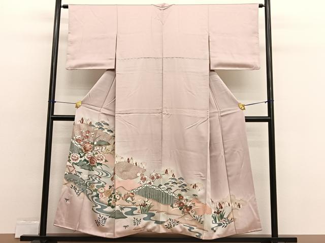 平和屋着物■色留訪問着　流水風景文　暈し染め　金彩　正絹　逸品　BAAX2474hv