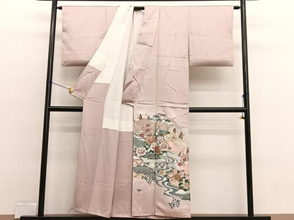 平和屋着物■色留訪問着　流水風景文　暈し染め　金彩　正絹　逸品　BAAX2474hv