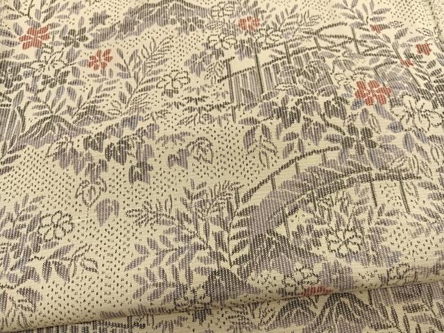 平和屋着物■上質な紬　渡橋花文　正絹　逸品　BAAX2476hv