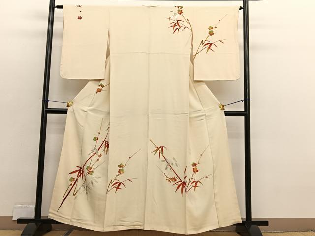 平和屋着物■訪問着　笹梅文　金銀彩　正絹　逸品　BAAX2480hv