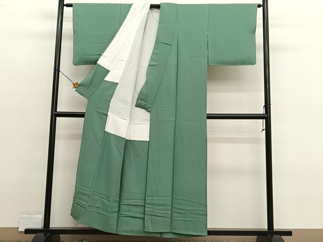 平和屋着物■上質な色無地　老竹色　正絹　逸品　未使用　BAAX2482hv