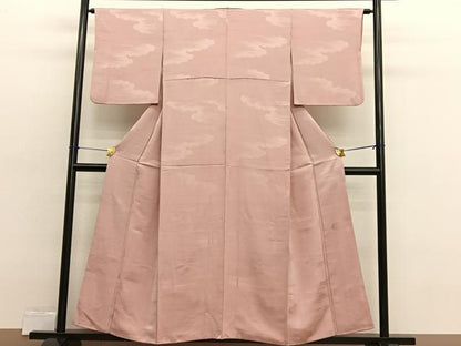 平和屋着物■上質な色無地　瑞雲地紋　赤香色　正絹　逸品　BAAX2483hv