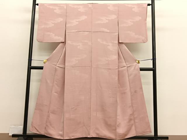 平和屋着物■上質な色無地　瑞雲地紋　赤香色　正絹　逸品　BAAX2483hv