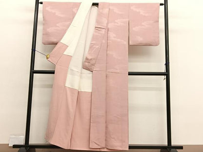 平和屋着物■上質な色無地　瑞雲地紋　赤香色　正絹　逸品　BAAX2483hv
