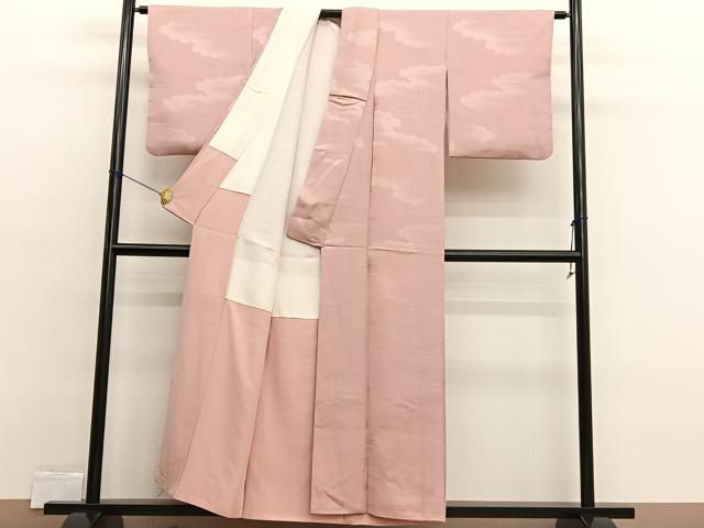 平和屋着物■上質な色無地　瑞雲地紋　赤香色　正絹　逸品　BAAX2483hv