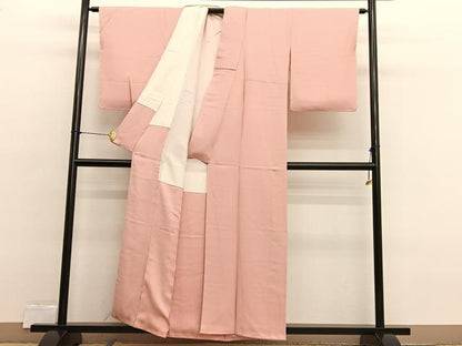 平和屋着物■京加賀友禅　百貫達雄監修　色無地　草花地紋　宍色　正絹　逸品　未使用　BAAX2484hv