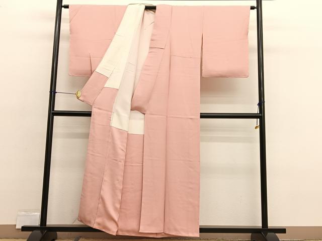 平和屋着物■京加賀友禅　百貫達雄監修　色無地　草花地紋　宍色　正絹　逸品　未使用　BAAX2484hv