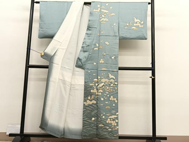 平和屋着物■訪問着　飛鶴松竹梅　金彩　正絹　逸品　BAAX2485hv