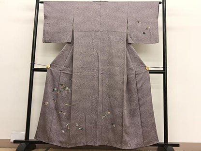 平和屋着物■訪問着　舞葉文　たたき染め　金彩　鈴乃屋扱い　正絹　逸品　BAAX2489hv