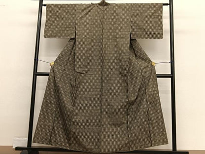 平和屋着物■上質な紬　幾何学文様　正絹　逸品　BAAX2491hv