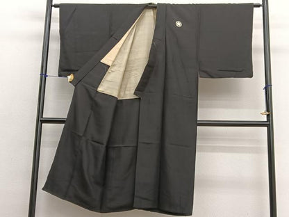 平和屋着物■男性　黒紋付　正絹　逸品　BAAX2494hv