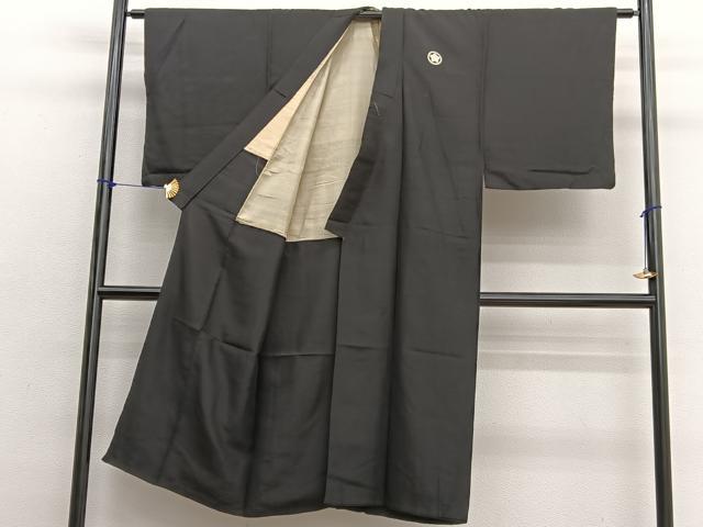 平和屋着物■男性　黒紋付　正絹　逸品　BAAX2494hv
