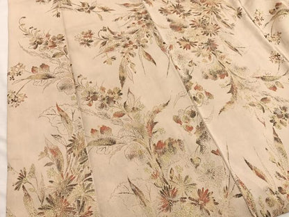 平和屋着物■上質なお召　寿光織　草花文　金糸　正絹　逸品　BAAX2495hv