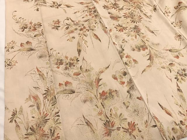 平和屋着物■上質なお召　寿光織　草花文　金糸　正絹　逸品　BAAX2495hv