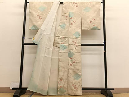 平和屋着物■上質な小紋　寿光織　松皮菱花文　金糸　正絹　逸品　BAAX2497hv
