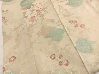 平和屋着物■上質な小紋　寿光織　松皮菱花文　金糸　正絹　逸品　BAAX2497hv