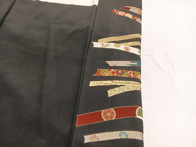 平和屋着物■豪華黒留袖　作家物　双鶴束ね熨斗花文　金銀彩　正絹　逸品　BAAX2502hv