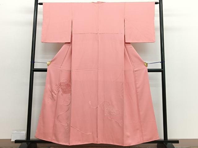 平和屋着物■中国三大刺繍　スワトウ刺繍　総刺繍　色留訪問着　扇面花文　珊瑚朱色　正絹　逸品　BAAX2504hv