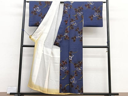 平和屋着物■上質な小紋　枝花文　たたき染め　正絹　逸品　BAAX2516hv