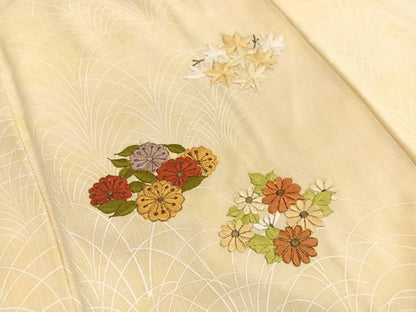平和屋着物■訪問着　総刺繍　駒刺繍　草花文　暈し染め　正絹　逸品　BAAX2518hv