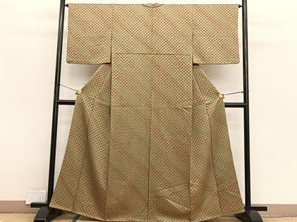 平和屋着物■上質な小紋　総絞り　菱文様　正絹　逸品　BAAX2532hv