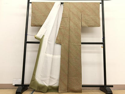 平和屋着物■上質な小紋　総絞り　菱文様　正絹　逸品　BAAX2532hv