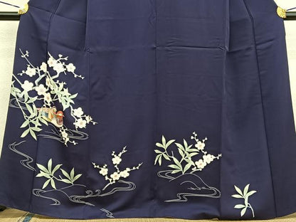 平和屋着物■訪問着　友禅　鴛鴦梅文　正絹　逸品　BAAX2534hv