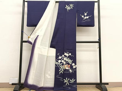 平和屋着物■訪問着　友禅　鴛鴦梅文　正絹　逸品　BAAX2534hv