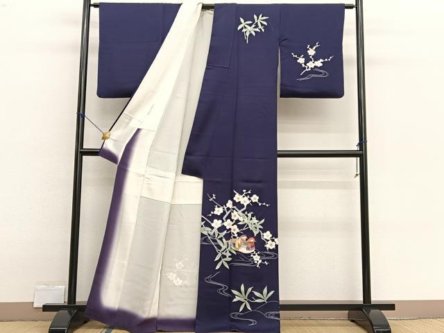 平和屋着物■訪問着　友禅　鴛鴦梅文　正絹　逸品　BAAX2534hv