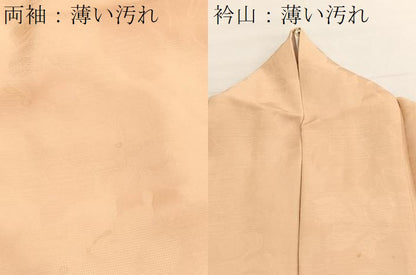 平和屋着物■上質な色無地　草葉地紋　杏色　正絹　逸品　BAAX2544hv