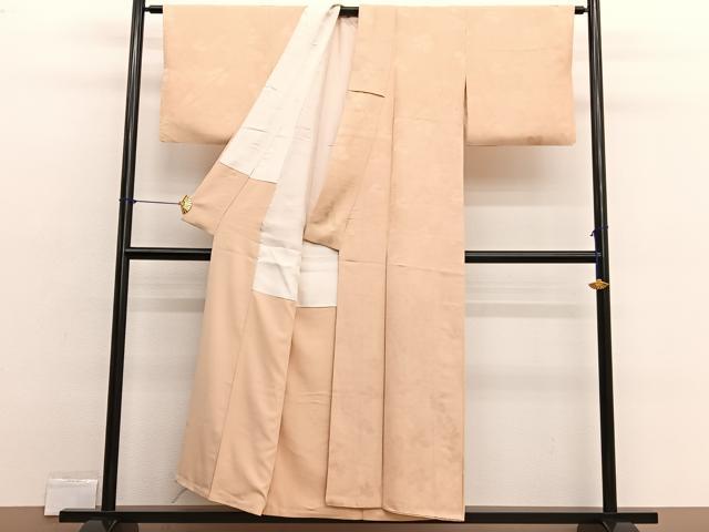 平和屋着物■上質な色無地　草葉地紋　杏色　正絹　逸品　BAAX2544hv