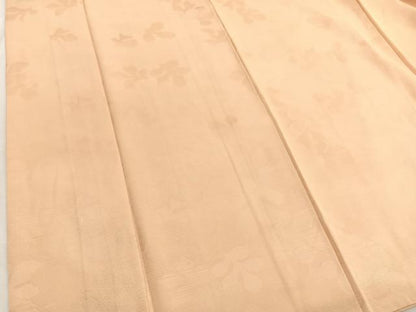 平和屋着物■上質な色無地　草葉地紋　杏色　正絹　逸品　BAAX2544hv