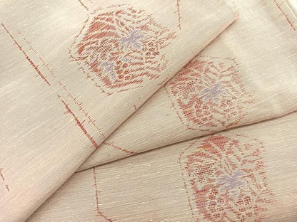 平和屋着物▽上質な紬　単衣　亀甲南天文　正絹　逸品　BAAX2548hv