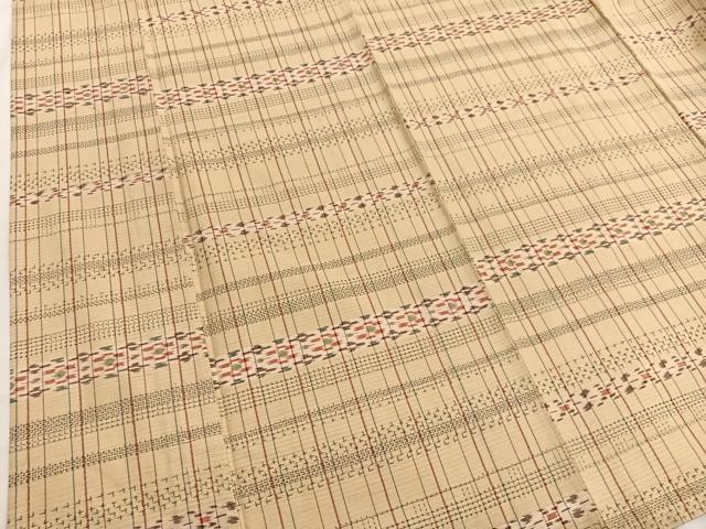 平和屋着物▽上質な紬　単衣　横段文　正絹　逸品　BAAX2549hv