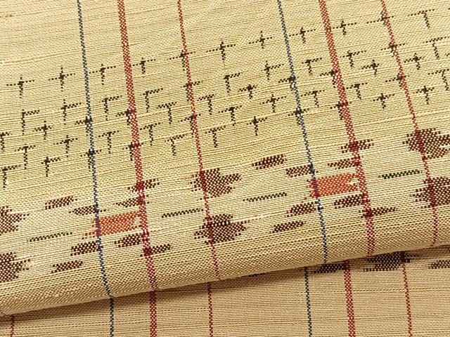平和屋着物▽上質な紬　単衣　横段文　正絹　逸品　BAAX2549hv