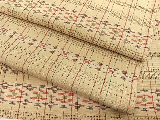 平和屋着物▽上質な紬　単衣　横段文　正絹　逸品　BAAX2549hv