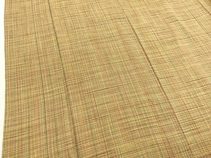 平和屋着物▽上質な紬　単衣　格子柄　正絹　逸品　BAAX2551hv