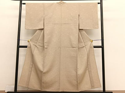平和屋着物▽上質なお召　単衣　扇面文　正絹　逸品　BAAX2552hv