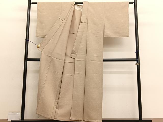 平和屋着物▽上質なお召　単衣　扇面文　正絹　逸品　BAAX2552hv