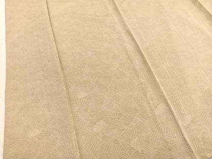 平和屋着物▽上質なお召　単衣　扇面文　正絹　逸品　BAAX2552hv