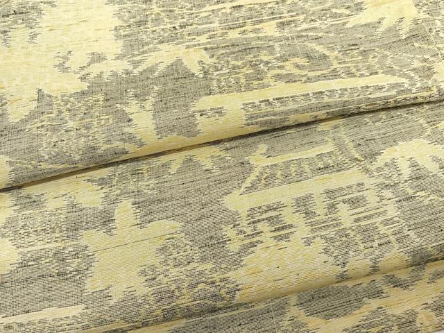 平和屋着物▽上質な紬　単衣　風景文　正絹　逸品　BAAX2555hv